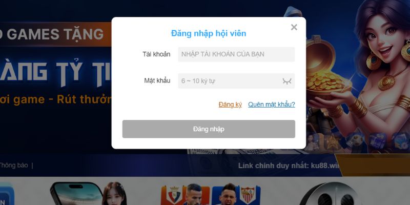 Thông tin bạn cần điền để truy cập sân chơi số 1